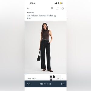 Abercrombie & Fitch Black Wide-Leg Pants